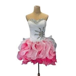 "NO TAG" Tutu Mini Bedazzled Dress SZ S? Y2kHoco Fairycore Loose Beads See Image